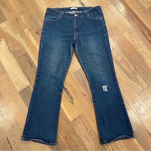 Levi’s 525 Bootcut Blue Distressed Denim Jeans Size 16 - Picture 2 of 10